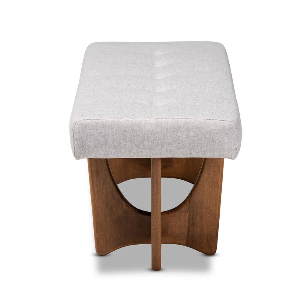 Theo 49'' Greyish Beige Upholstered Walnut Bedroom Bench