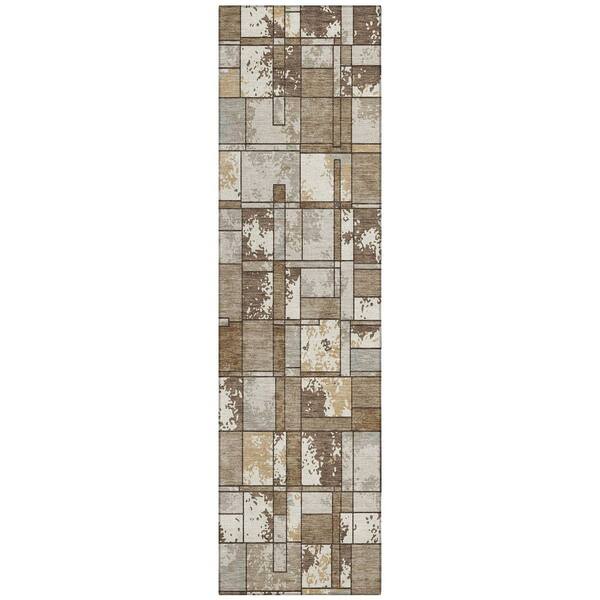 Chantille Machine Washable Indoor/Outdoor Abstract ACN2442 Brown 2 ft. x 7 ft. Runner Rug