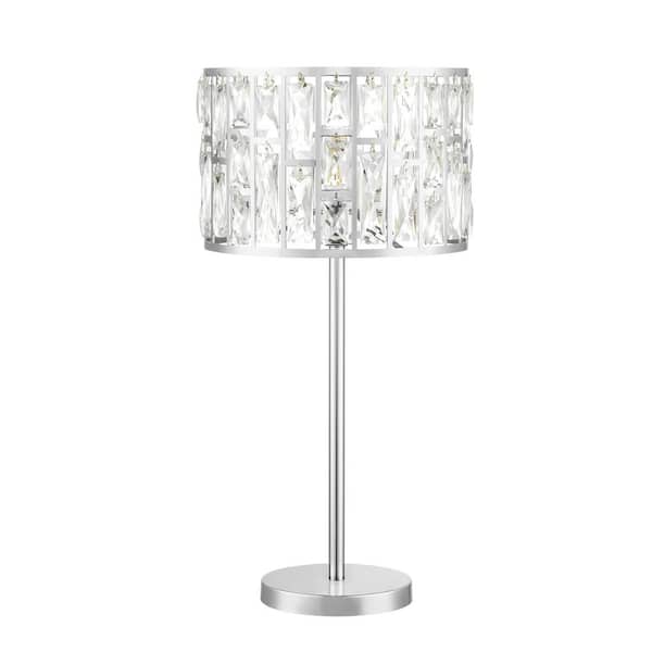 Hampton Bay Kristella 24 in. Chrome Table Lamp with Crystal Shade