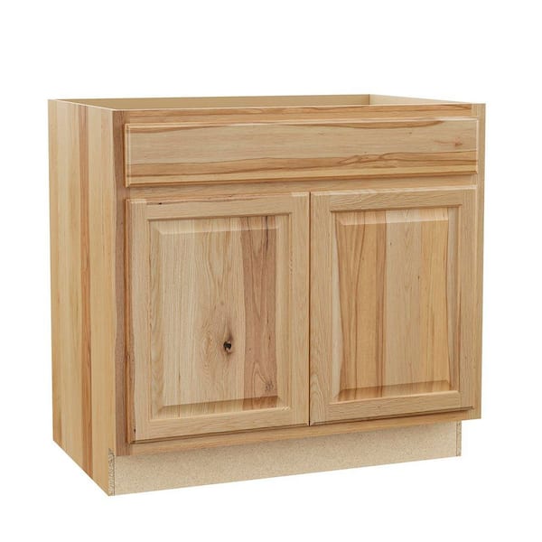 Hampton 36 in. W x 24 in. D x 34.5 in. H Assembled Base Kitchen Cabinet in Natural Hickory