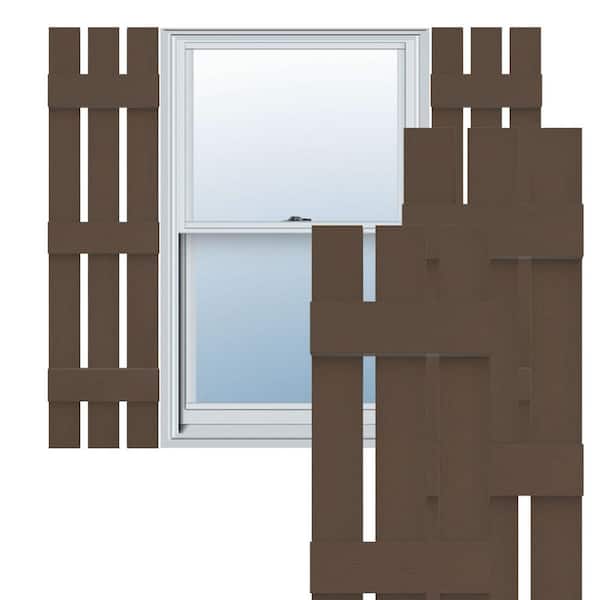 Ekena Millwork TailorMade 12 in. W x 68 in. H Vinyl Board and Batten Shutters Pair in French Roast