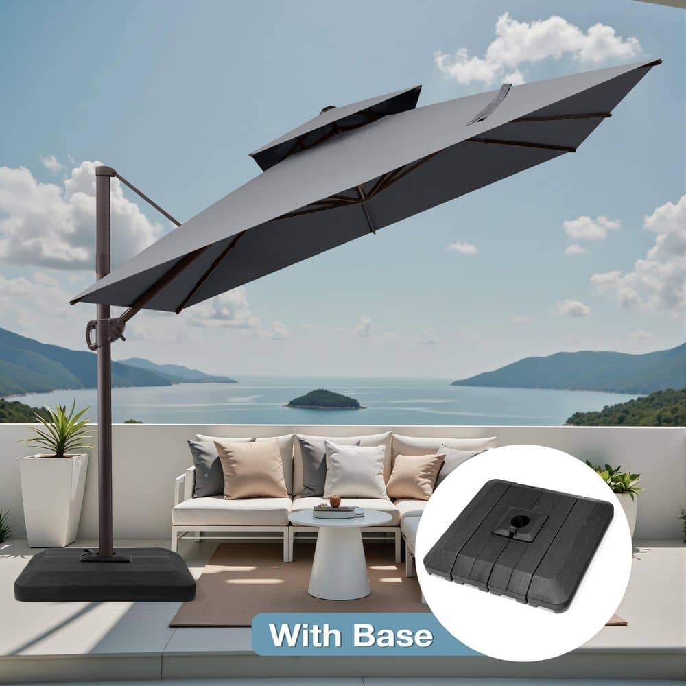 cantilever patio umbrella gray PURPLE LEAF 10ft Durable Outdoor Umbrella, UV Umbrella, Grey, Garden Sun Our cantilever outdoor umbrella combines the courtyard and outdoor dining table into a cool and comfortable space 10' x 10' Montilla 110
