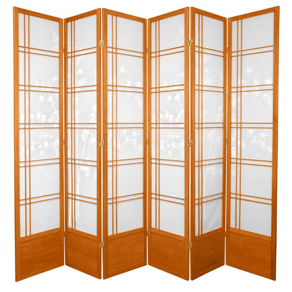 86" Honey Bamboo Tree Shoji Room Divider with 6 Panels