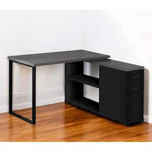 47.25 in. L-Shaped Gray Metal 3-Drawer Computer Desks