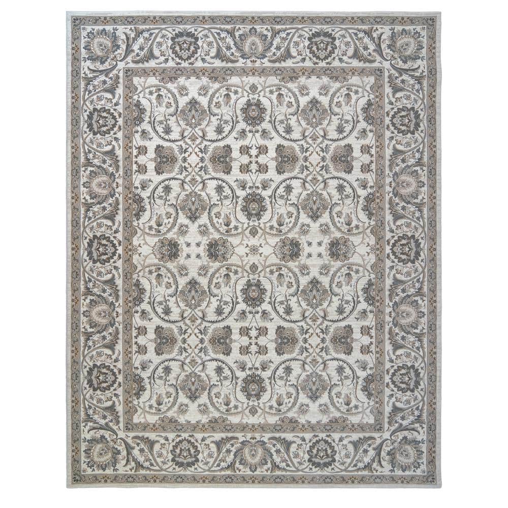 Ivory and Gray Tufted Synthetic 8' x 10' Area Rug