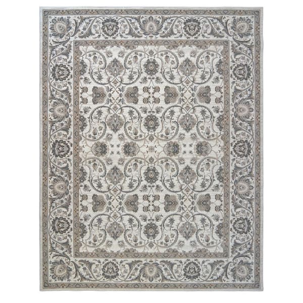 Majestic Croft Ivory 8 ft. x 10 ft. Traditional Border Pattern Area Rug