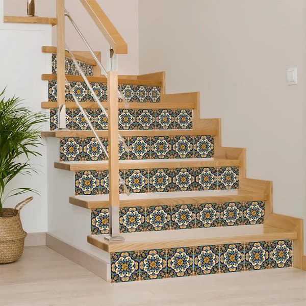Midnight Blue, Red, Maroon and Orange C24 8 in. x 8 in. Vinyl Peel and Stick Tile (24 Tiles, 10.67 sq. ft. Pack)