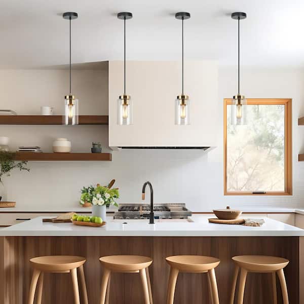 Zevni 4.7 in. 1-Light Brass Gold Mini Pendant Light