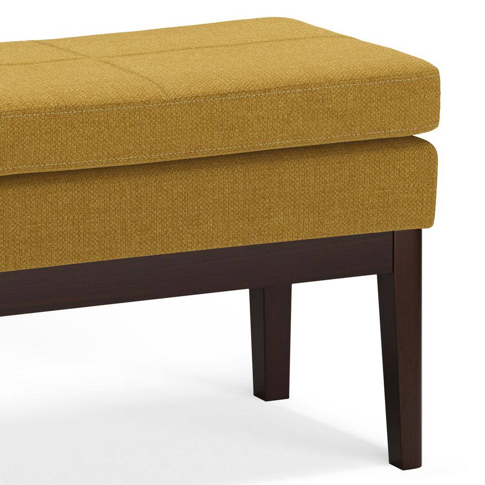 Carlson Marigold Linen Mid Century Ottoman Bench with Wood Frame
