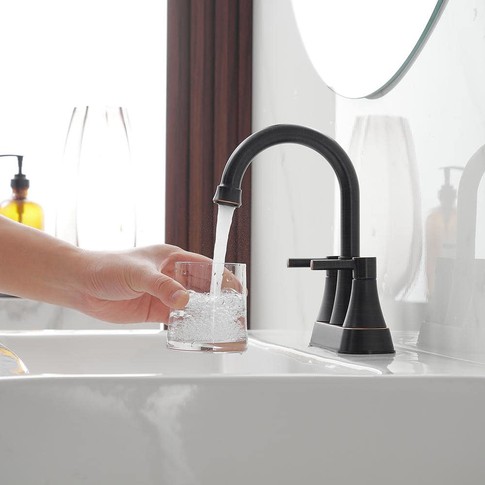 Oil Rubbed Bronze 4-Inch Centerset 2-Handle High-Arc Bathroom Faucet