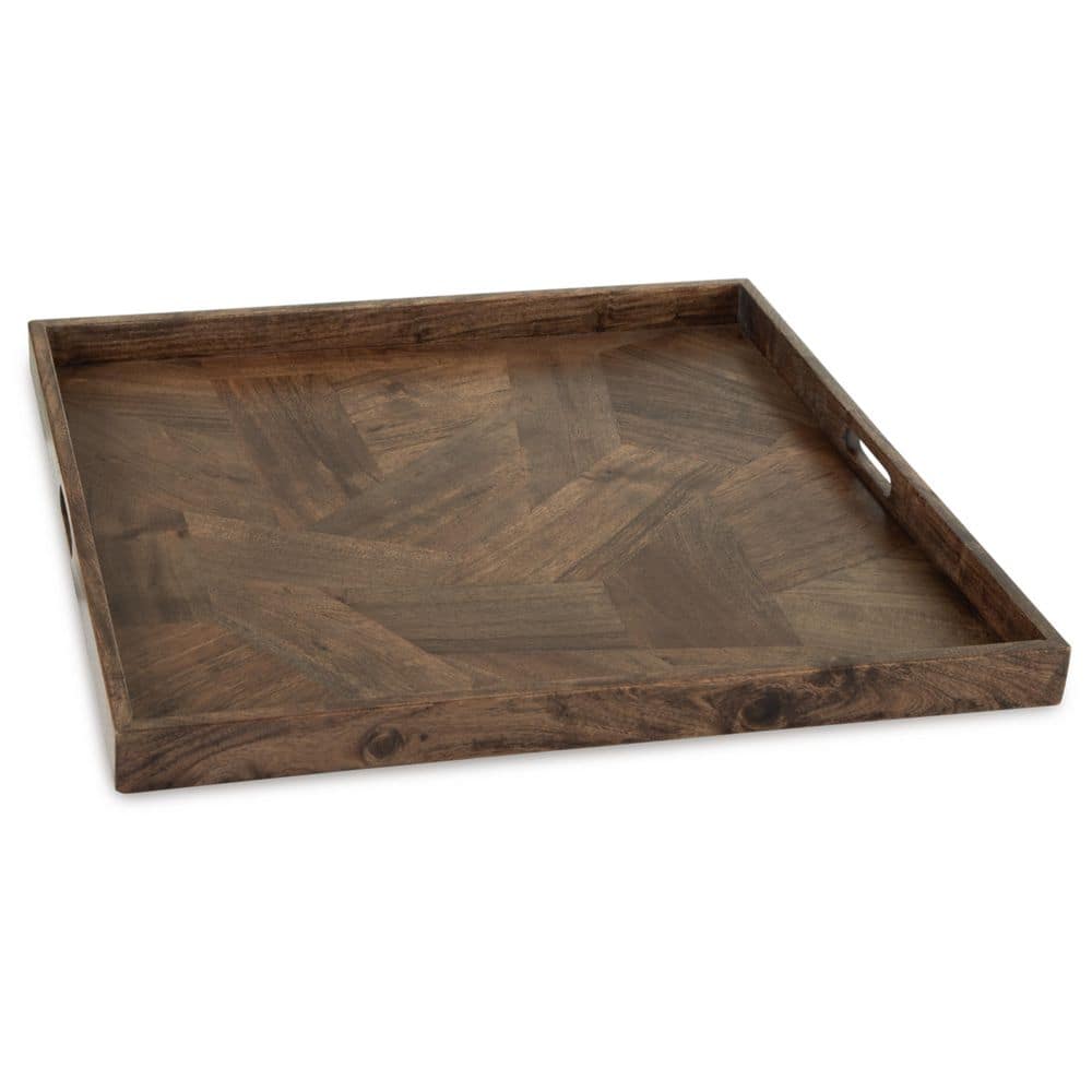 Signature DESIGN BY ASHLEY Heddford Brown Square Wood 27 in. Decorative Tray A2000722