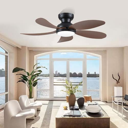 42 in. Indoor/Outdoor Modern Black Ceiling Fan with Dimmable 3 Color LED Light and Remote/APP Control Ceiling Fans With Lights