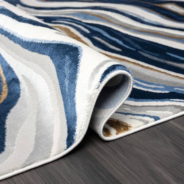 Abani Abstract Grey Green Swirl Washable Area Rug – 4' X 6' – Modern Artistic Design – Ivy Collection – Non-Shedding, Easy To Clean – Durable For High Traffic Areas