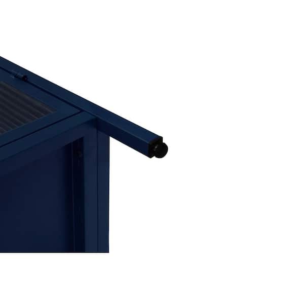 25.99 in. W x 13.39 in. D x 42.72 in. H Ready to Assemble Floor Kitchen Cabinet in Blue with Glass Doors