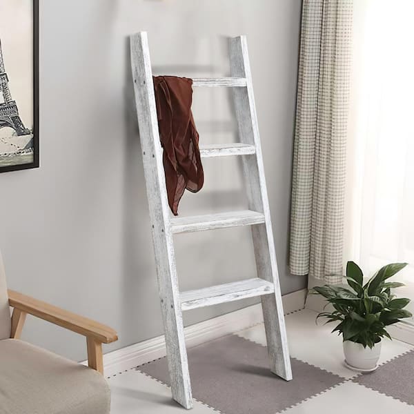 Distressed white blanket ladder sale