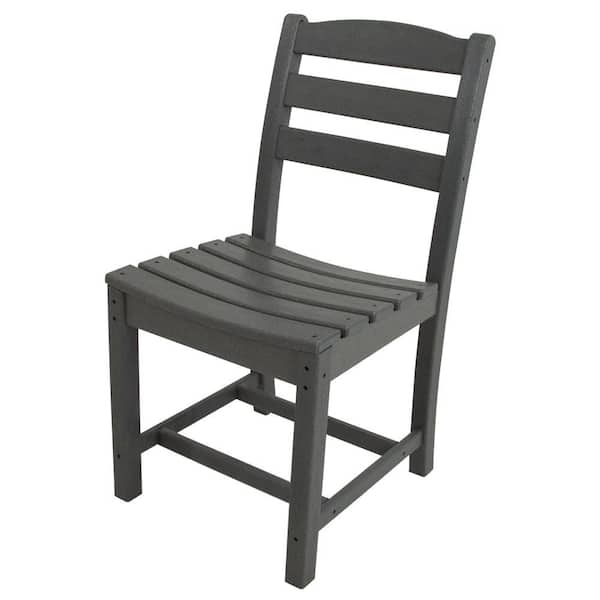POLYWOOD La Casa Cafe Slate Grey All-Weather Plastic Outdoor Dining Side Chair