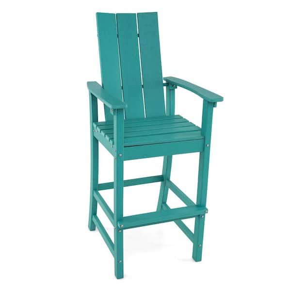 High Backrest Plastic Outdoor Bar Stool in Turquoise