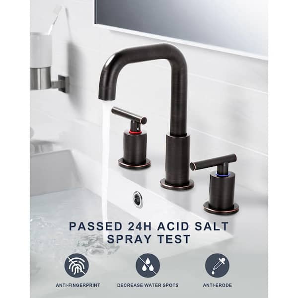 8 in. Widespread Double Handle High Arc Bathroom Faucet with Drain Kit in Oil Rubbed Bronze