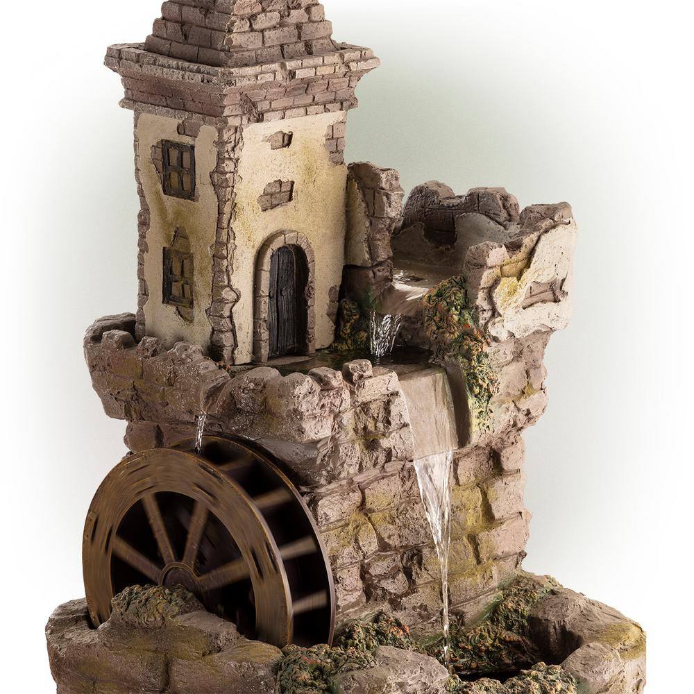 Fairy Castle Bronze Finish Tiered Fountain with Waterwheel