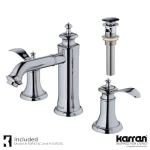 Vineyard Widespread 2-Handle 3 Hole Bathroom Faucet with Matching Pop-Up Drain in Chrome