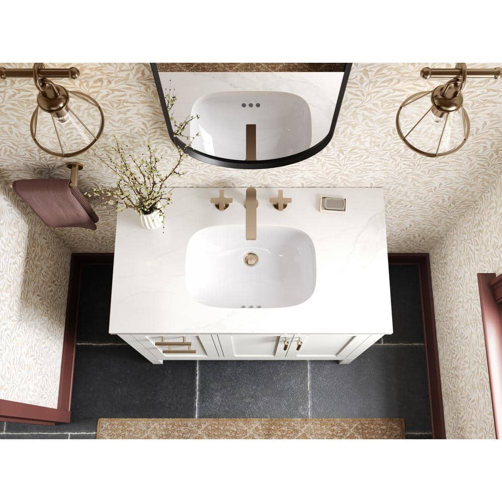 Hadron 37" White Freestanding Single Bathroom Vanity with Quartz Top