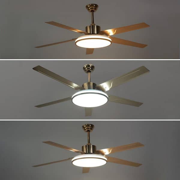 OUKANING 52 in. Indoor Gold Modern 6-Speed Ceiling Fan with
