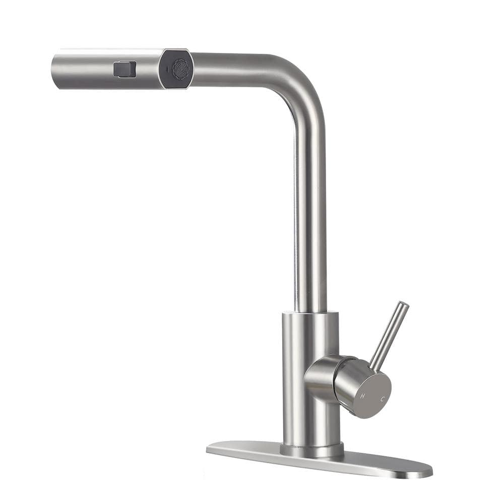 Single Handle Kitchen Faucets with Pull Out Sprayer for 3 Functions in Brus