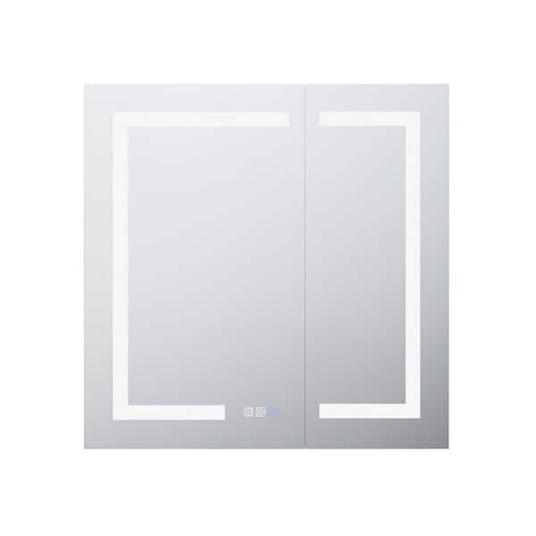 Hans 30 in. W x 30 in. H Rectangular Aluminum Medicine Cabinet with Mirror