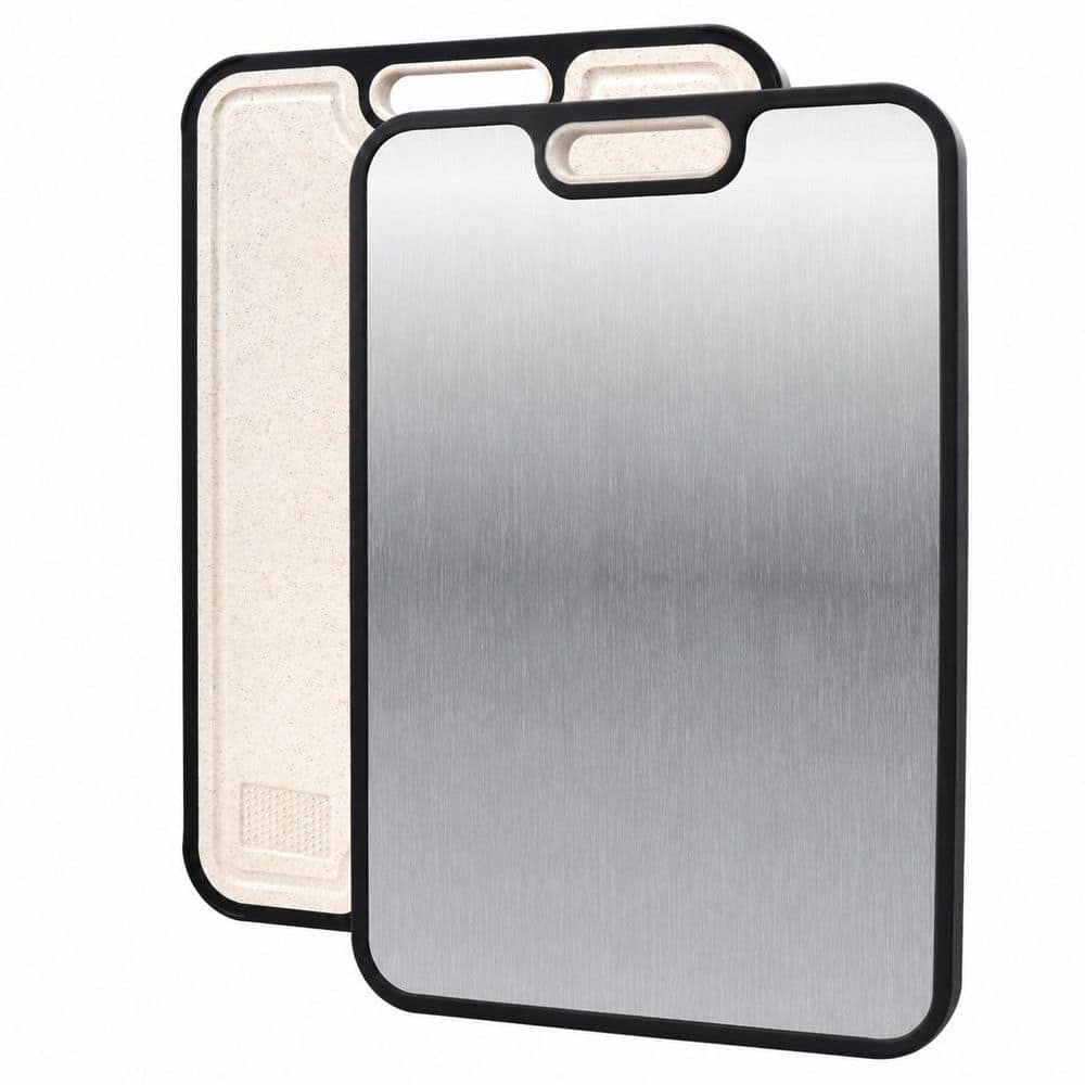 15.2 in. x 10.5 in. Rectangular Titanium and Wheat Straw PP Double Sided Cutting Board with Juice Groove price history on PriceWatchPro