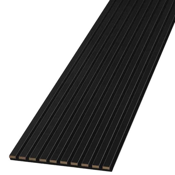 Unbranded Wood Slat Acoustic Panels for Interior Wall Decor on Felt Back Board 2-Piece Black Oak 12 in. x 96 in.