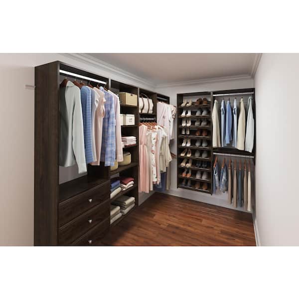 Essential Shoe 25 in. W Espresso Wood Closet Tower