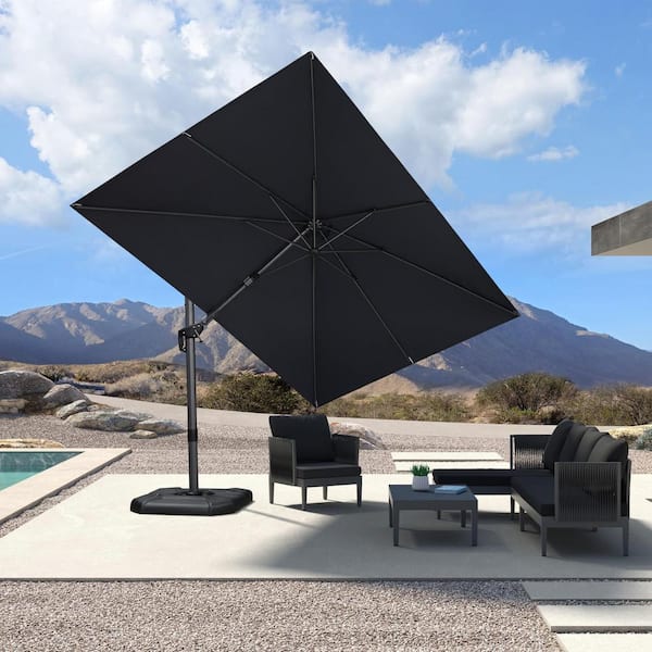 PURPLE LEAF 8 ft. x 11 ft. Cantilever Umbrella Swivel Aluminum Offset 360° Rotation Umbrella in Gray