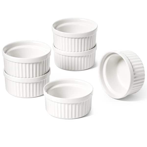 2 oz. White Ceramic Sauce Cups, Mini Round Ramekins, Set of 6 for Dips and Condiments