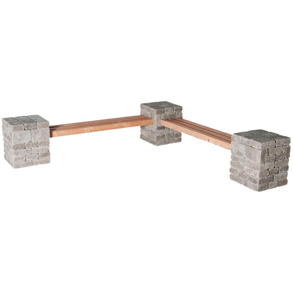 RumbleStone 100 in. x 24.5 in. x 14 in. Concrete Garden Bench Kit in Greystone