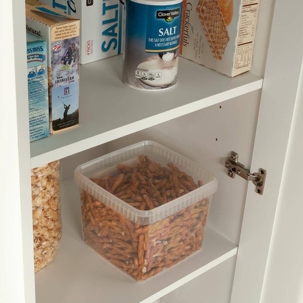 Soft White Tall Kitchen Storage Cabinet with Adjustable Shelves