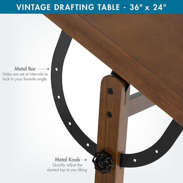 Studio Designs Vintage 36 in. W Drawing/Writing Desk in Rustic Oak