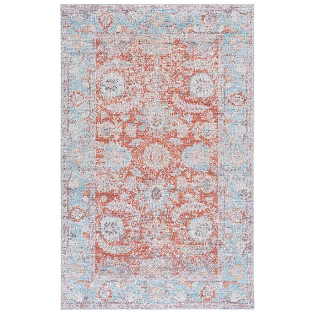 UPC 198162168017 product image for Martha Stewart Washable Turquoise/Rust 5 ft. x 7 ft. Machine Washable Distressed | upcitemdb.com
