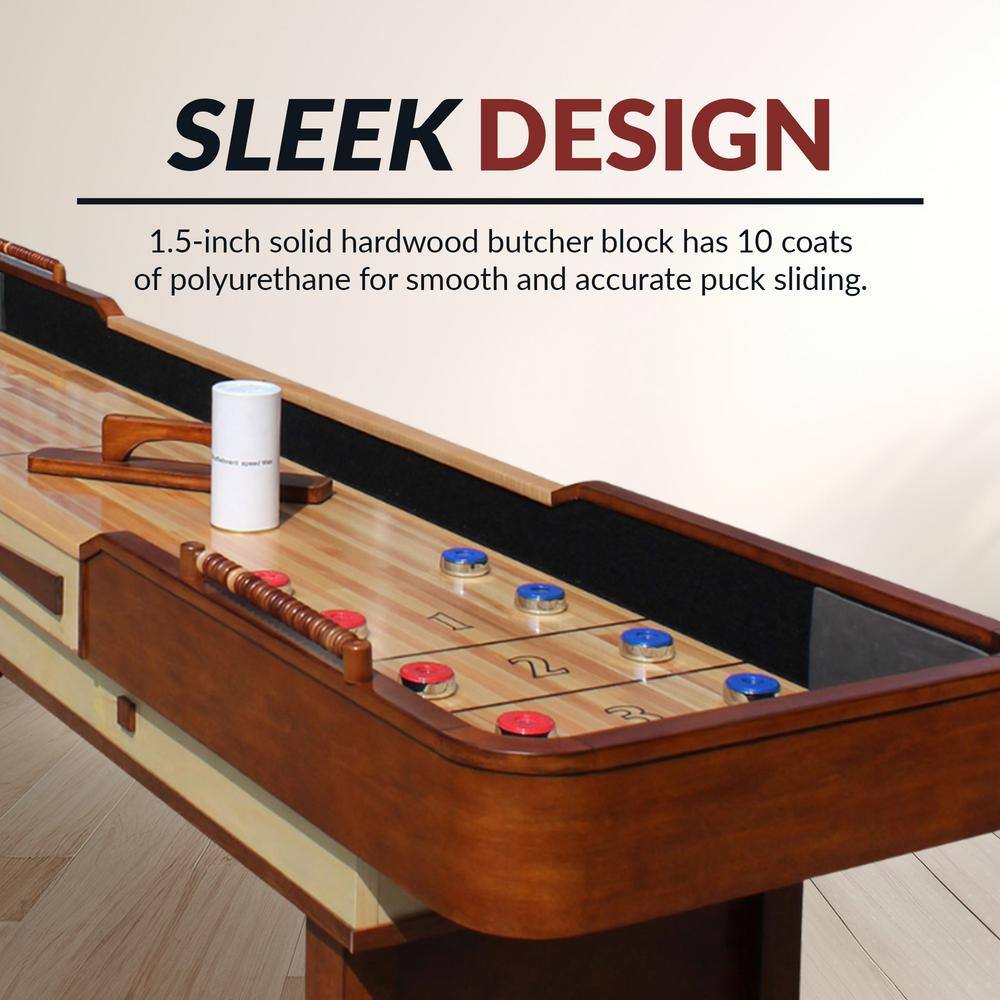 Merlot 9-Foot Walnut Shuffleboard Table with Hardwood Playfield