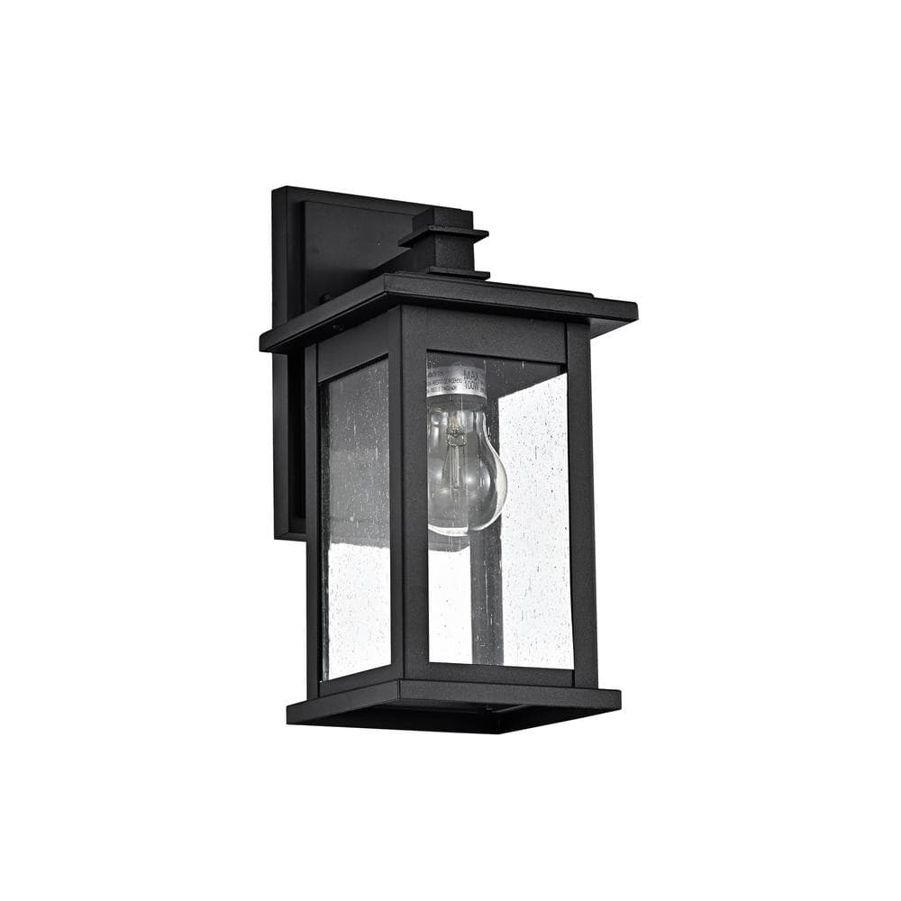 1-Light Black Hardwired Outdoor Wall Lantern Sconce Porch Light with Clear Seedy Glass price history on PriceWatchPro