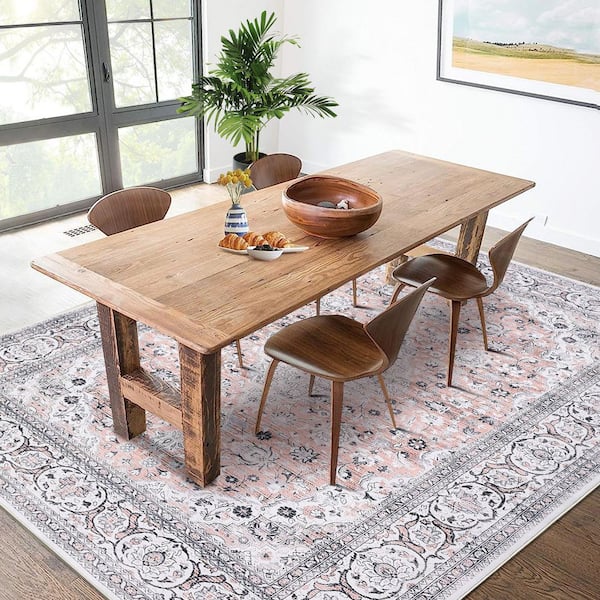 Pink 3 ft. x 5 ft. Retro Circular Pattern Short Pile Foldable Rug Anti-Fouling and Anti-Slip