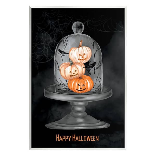 Stupell Industries Halloween Pumpkins and Crows by Amy Hall 1-Piece Unframed Graphic Print Typography Poster Art Print 15 in. x 10 in.