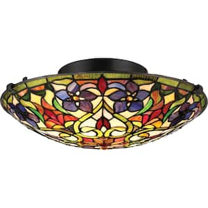 Violets 16.25 in. 2-Light Vintage Bronze Flush Mount