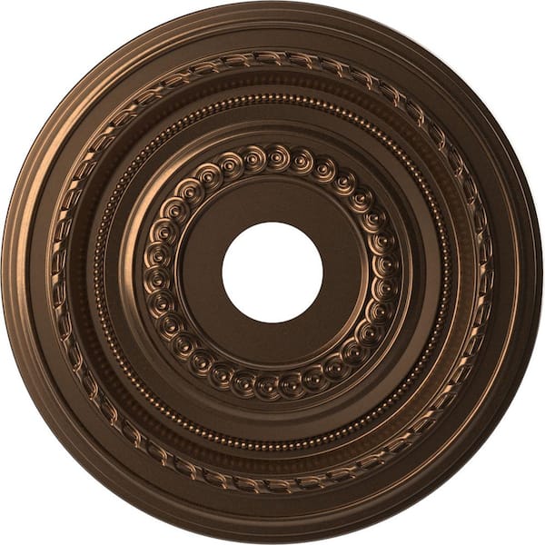 Ekena Millwork 1 in. x 19 in. O.D. x 3-1/2 in. I.D. PVC Ceiling Medallion (Fits Canopies Upto 5-1/8 in.) Metallic Antique Brass