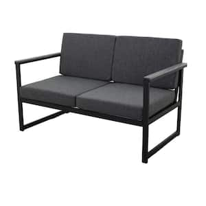 Catalina Metal Outdoor Loveseat with Gray Cushions