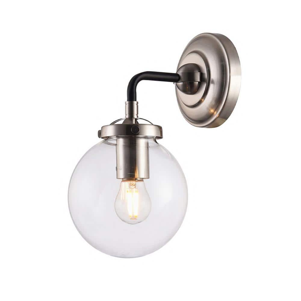 Maryam 4.5 in. 1-Light Polished Nickel and Black Sconce DU96 - The Home ...