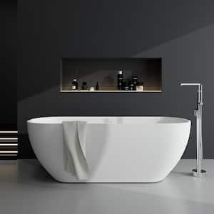 Zora 67 in. x 29 in. Stone Resin Freestanding Soaking Bathtub in White