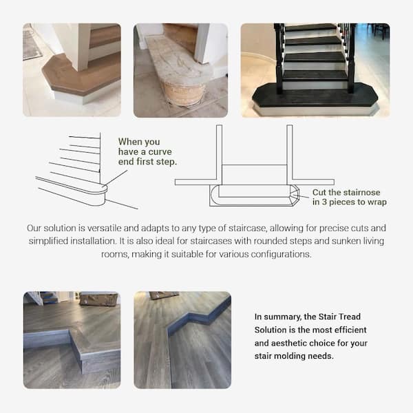 Bailey’s Beach Oak Stair Tread Molding Square, Exact Match for Lifeproof Vinyl Floor 2-pieces 46 in. x 7 in. x 6.5 mm T