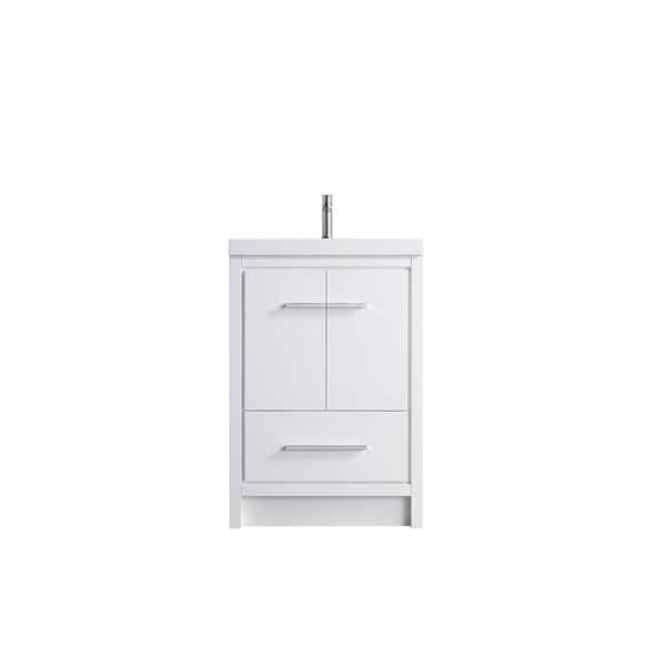 VSB 23.75in. W x 19.75in. D x 35in. H Freestanding Bath Vanity in White with White Resin top