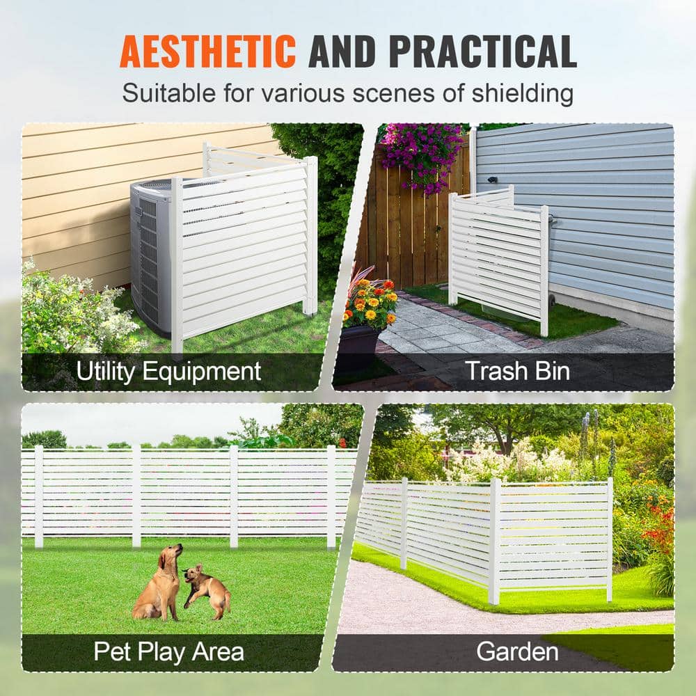 White 48" x 48" Vinyl Privacy Fence Panels with Galvanized Metal Stakes