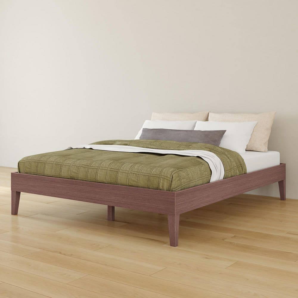 Bear Embossed Dark Brown Wood Frame Queen Platform Bed price history on PriceWatchPro